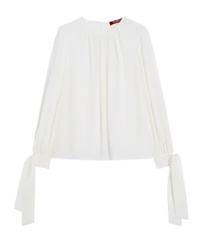 Max Mara Silk Crepe De Chine Shirt In White