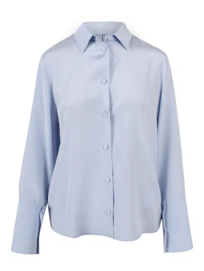 Max Mara Silk Crepe De Chine Shirt In Blue