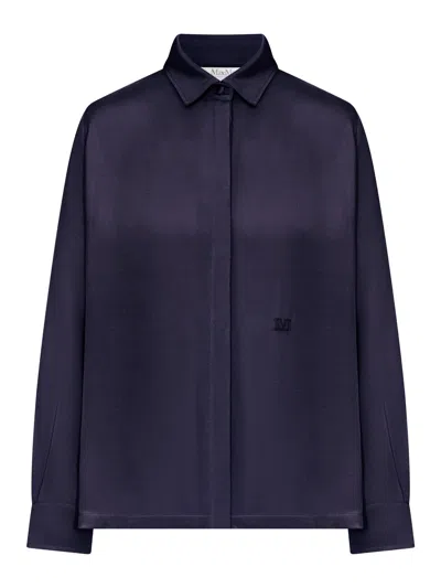 Max Mara Silk Crêpe De Chine Shirt In Blue