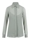 Max Mara Silk Sheer Button-front Shirt In Green