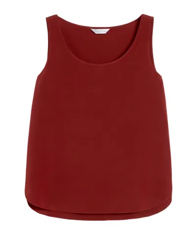 Max Mara Silk Crepe De Chine Top In Burgundy