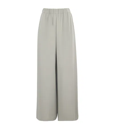 Max Mara Silk Crêpe De Chine Trousers In Gray