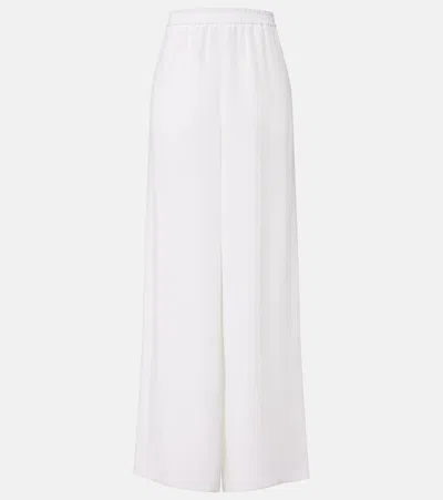 Max Mara Silk Crêpe De Chine Wide-leg Pants In Brown