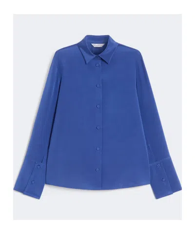 Max Mara Silk Crepe Shirt In Blue