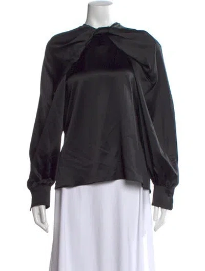 Pre-owned Max Mara Silk Crew Neck Blouse In Black
