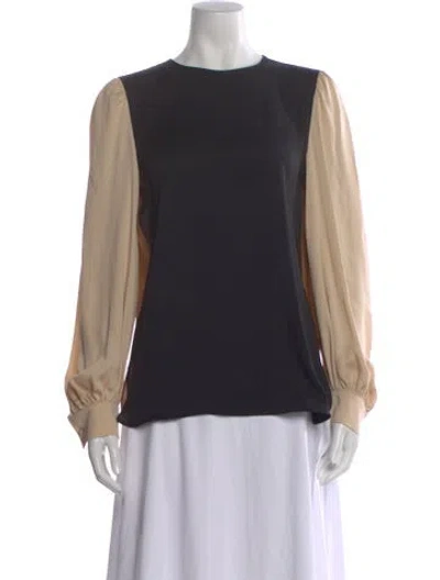 Pre-owned Max Mara Silk Crew Neck Blouse In Black