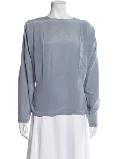 Pre-owned Max Mara Silk Crew Neck Blouse In Blue