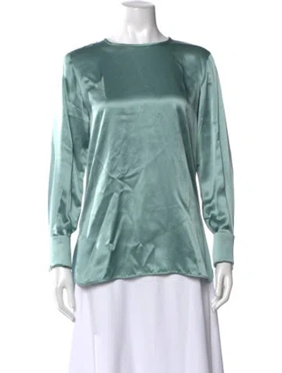 Pre-owned Max Mara Silk Crew Neck Blouse In Green