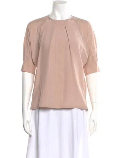 Pre-owned Max Mara Silk Crew Neck Blouse In Neutral