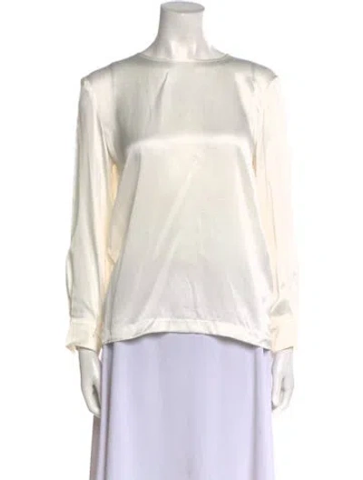 Pre-owned Max Mara Silk Crew Neck Blouse In Neutral
