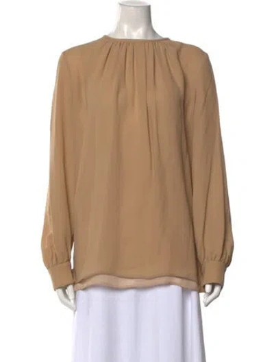 Pre-owned Max Mara Silk Crew Neck Blouse In Neutral