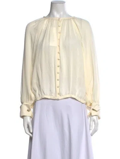 Pre-owned Max Mara Silk Crew Neck Blouse In Neutrals