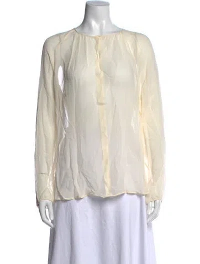 Pre-owned Max Mara Silk Crew Neck Blouse In Neutrals