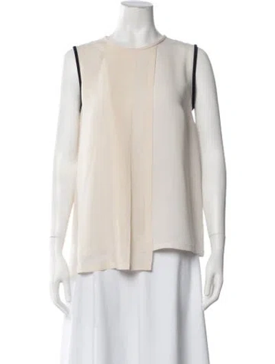 Pre-owned Max Mara Silk Crew Neck Blouse In Neutrals