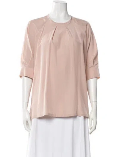 Pre-owned Max Mara Silk Crew Neck Blouse In Pink