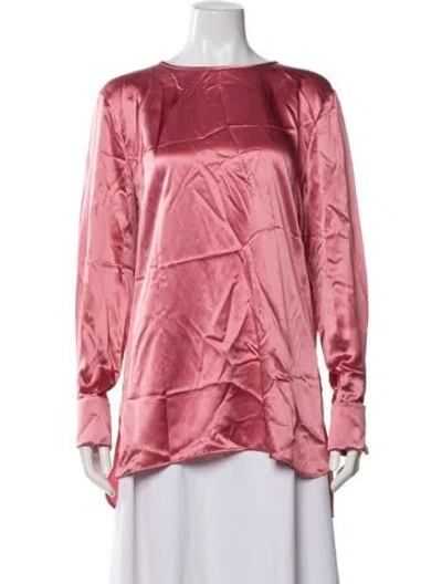 Pre-owned Max Mara Silk Crew Neck Blouse In Pink