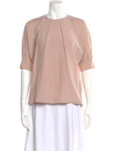 Pre-owned Max Mara Silk Crew Neck Blouse W/ Tags In Neutral