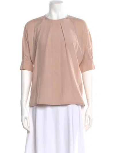 Pre-owned Max Mara Silk Crew Neck Blouse W/ Tags In Neutral
