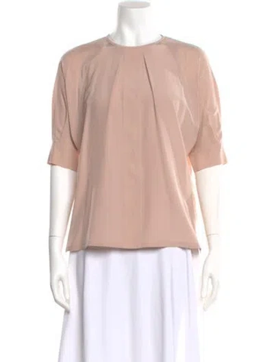 Pre-owned Max Mara Silk Crew Neck Blouse W/ Tags In Neutral