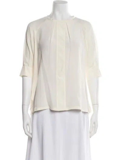 Pre-owned Max Mara Silk Crew Neck Blouse W/ Tags In Neutral