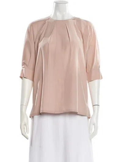 Pre-owned Max Mara Silk Crew Neck Blouse W/ Tags In Neutral