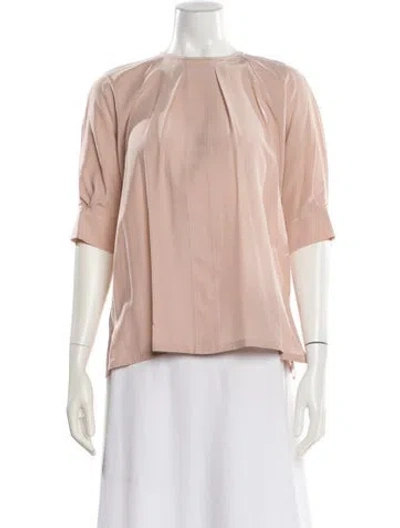 Pre-owned Max Mara Silk Crew Neck Blouse W/ Tags In Neutral