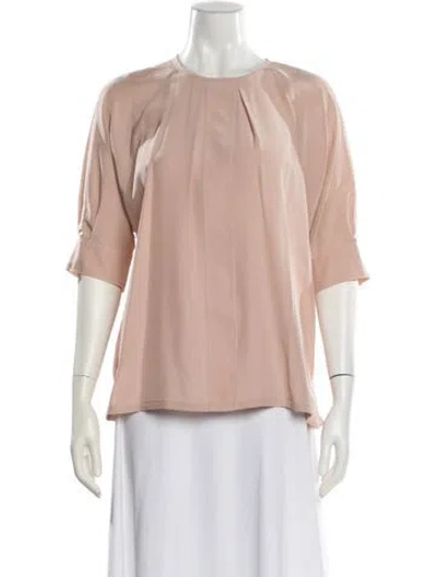 Pre-owned Max Mara Silk Crew Neck Blouse W/ Tags In Pink