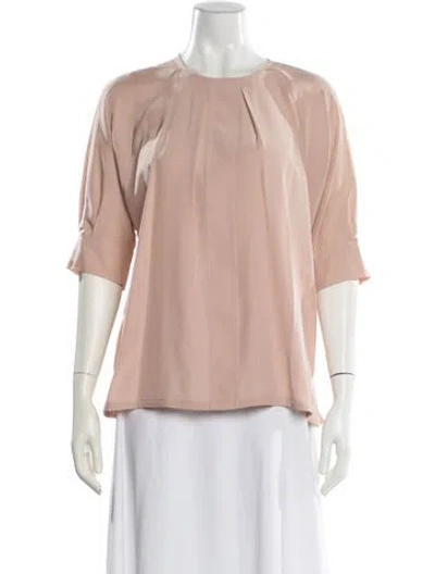 Pre-owned Max Mara Silk Crew Neck Blouse W/ Tags In Pink