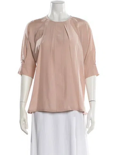 Pre-owned Max Mara Silk Crew Neck Blouse W/ Tags In Pink