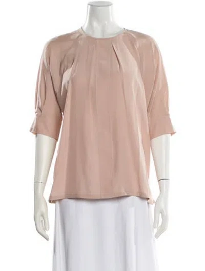 Pre-owned Max Mara Silk Crew Neck Blouse W/ Tags In Pink