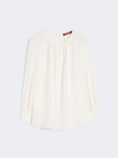 Max Mara Silk Crew-neck Blouse In White