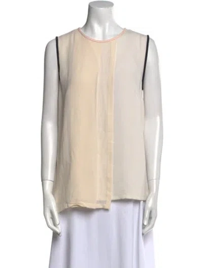 Pre-owned Max Mara Silk Crew Neck Blouse In White