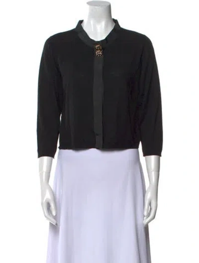 Pre-owned Max Mara Silk Crew Neck Sweater In Black