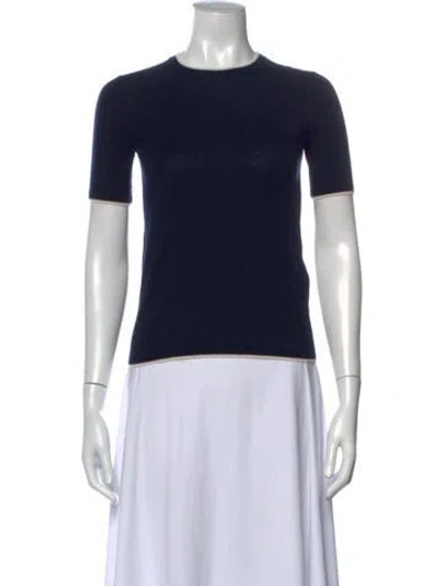 Pre-owned Max Mara Silk Crew Neck Sweater In Blue
