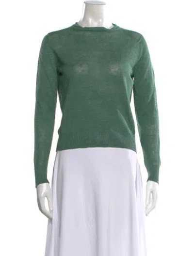 Pre-owned Max Mara Silk Crew Neck Sweater In Green