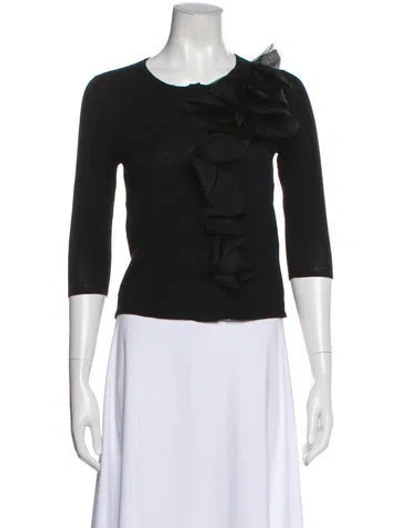 Pre-owned Max Mara Silk Crew Neck Top In Black