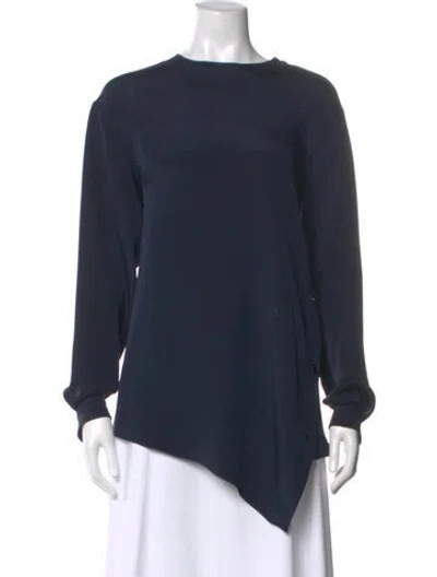 Pre-owned Max Mara Silk Crew Neck Top In Blue