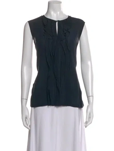 Pre-owned Max Mara Silk Crew Neck Top In Blue