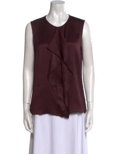 Pre-owned Max Mara Silk Crew Neck Top In Burgundy
