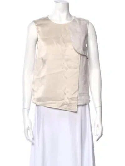 Pre-owned Max Mara Silk Crew Neck Top In Neutral