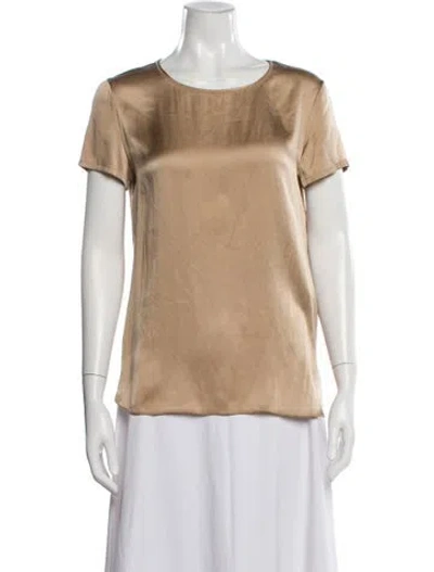 Pre-owned Max Mara Silk Crew Neck Top In Neutral