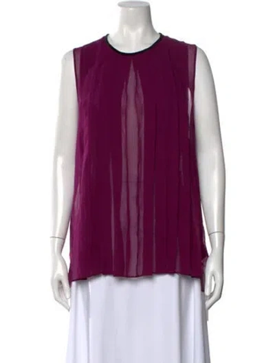 Pre-owned Max Mara Silk Crew Neck Top In Purple