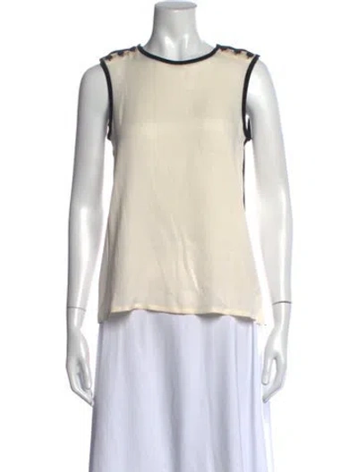 Pre-owned Max Mara Silk Crew Neck Top W/ Tags In Neutrals
