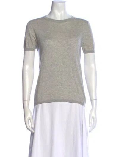 Pre-owned Max Mara Silk Crew Neck T-shirt In Gray