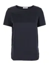 Max Mara Silk Crewneck T-shirt In Blue