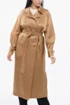 Max Mara Silk Double-breasted Sacco Coat In Brown