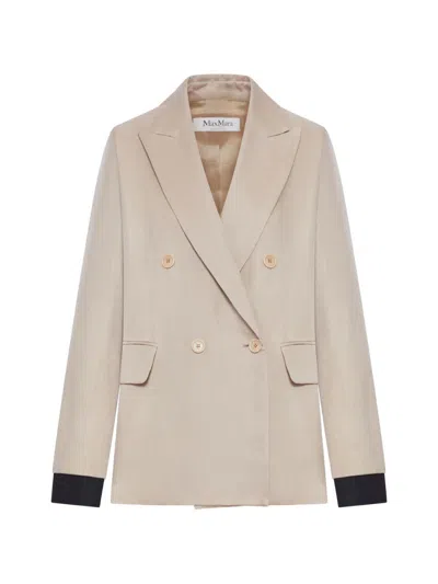 Max Mara Silk Double-breasted Jacket In Neutral