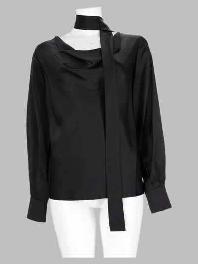 Max Mara Silk Draped Neck Tie Blouse In Beige