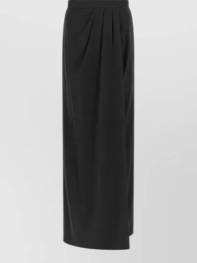 Max Mara Silk Draped Pleated Asymmetric Maxi Skirt In Black
