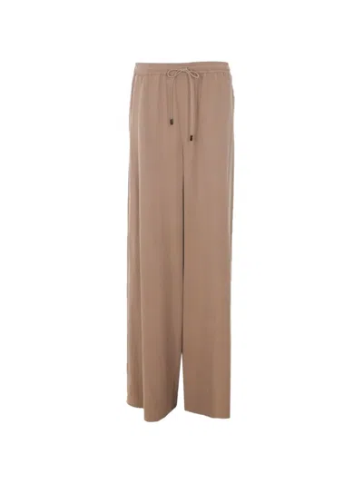 Max Mara Silk Drawstring Palazzo Pants In Neutral